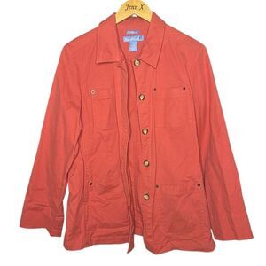 Evan Picone Coral Orange Long Sleeve Jacket Size L Stretch Front Pockets